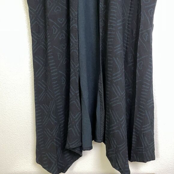 Dairi Fashions Knit Cardigan Sweater Black Moroccan Tribal Long Slits Womens OS - Picture 4 of 9